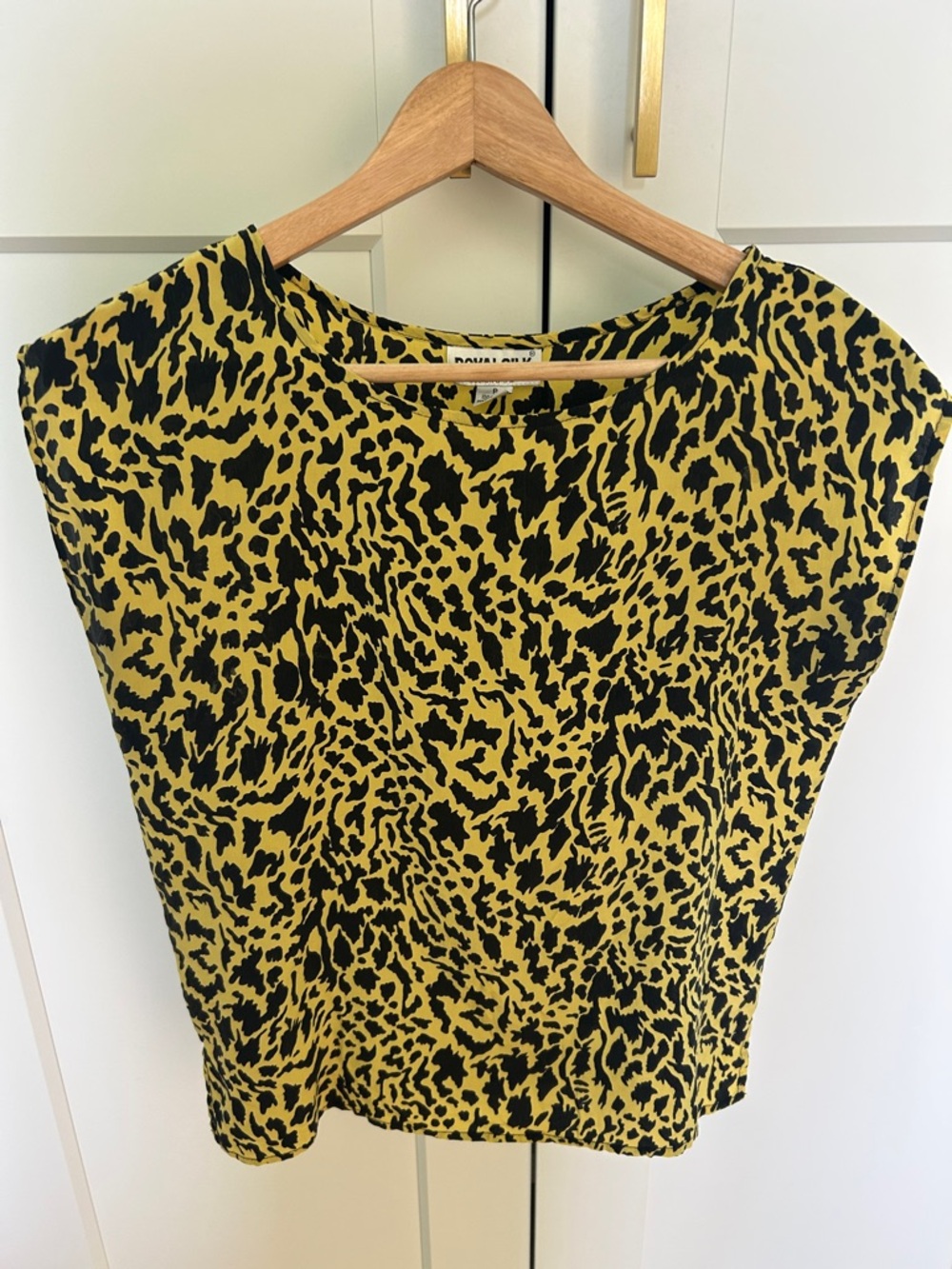 RACHEL Rachel Roy Yellow & Black Animal Print Blouse